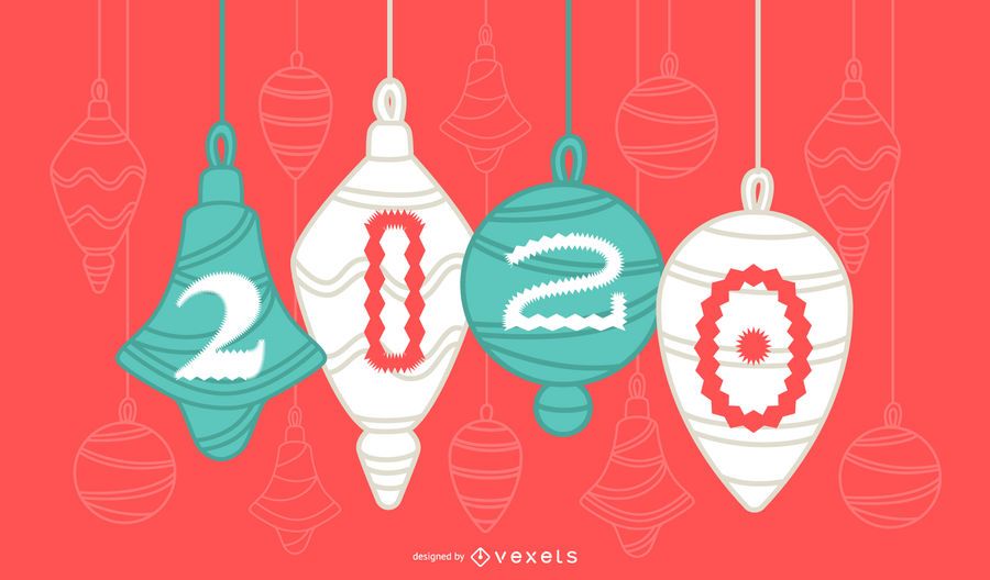Happy 2020 Christmas Ornament Banner Design Happy 2020 Christmas Ornament Banner Design
