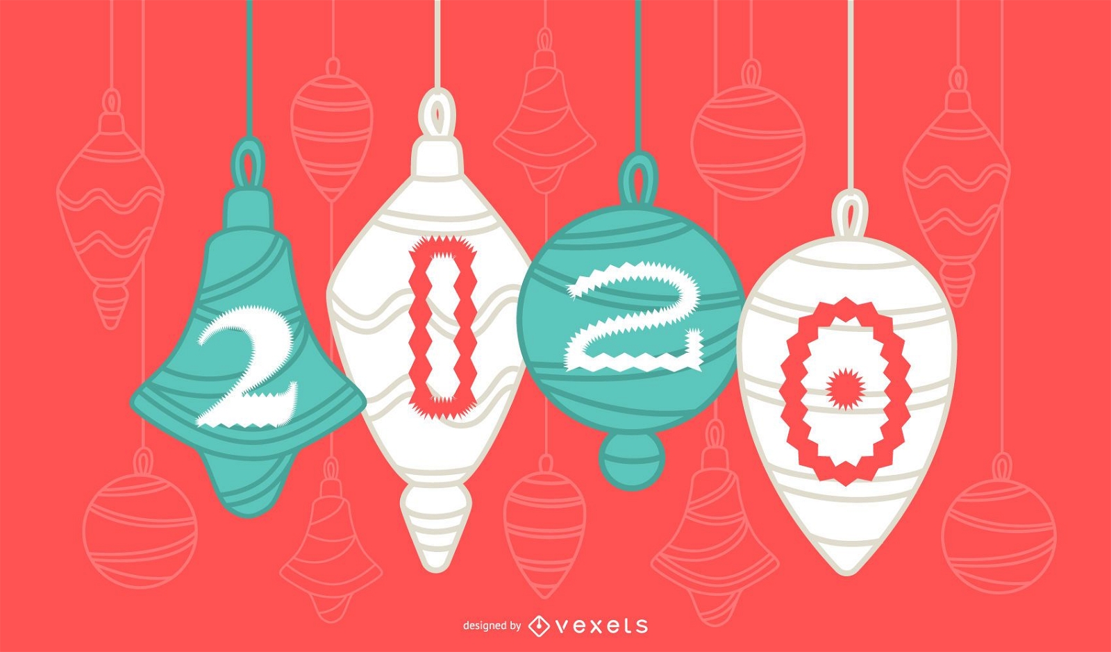 Happy 2020 Christmas Ornament Banner Design