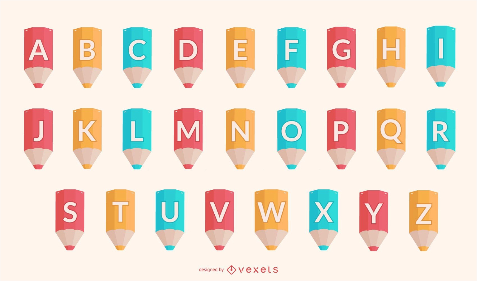 Conjunto de alfabeto de lápices escolares