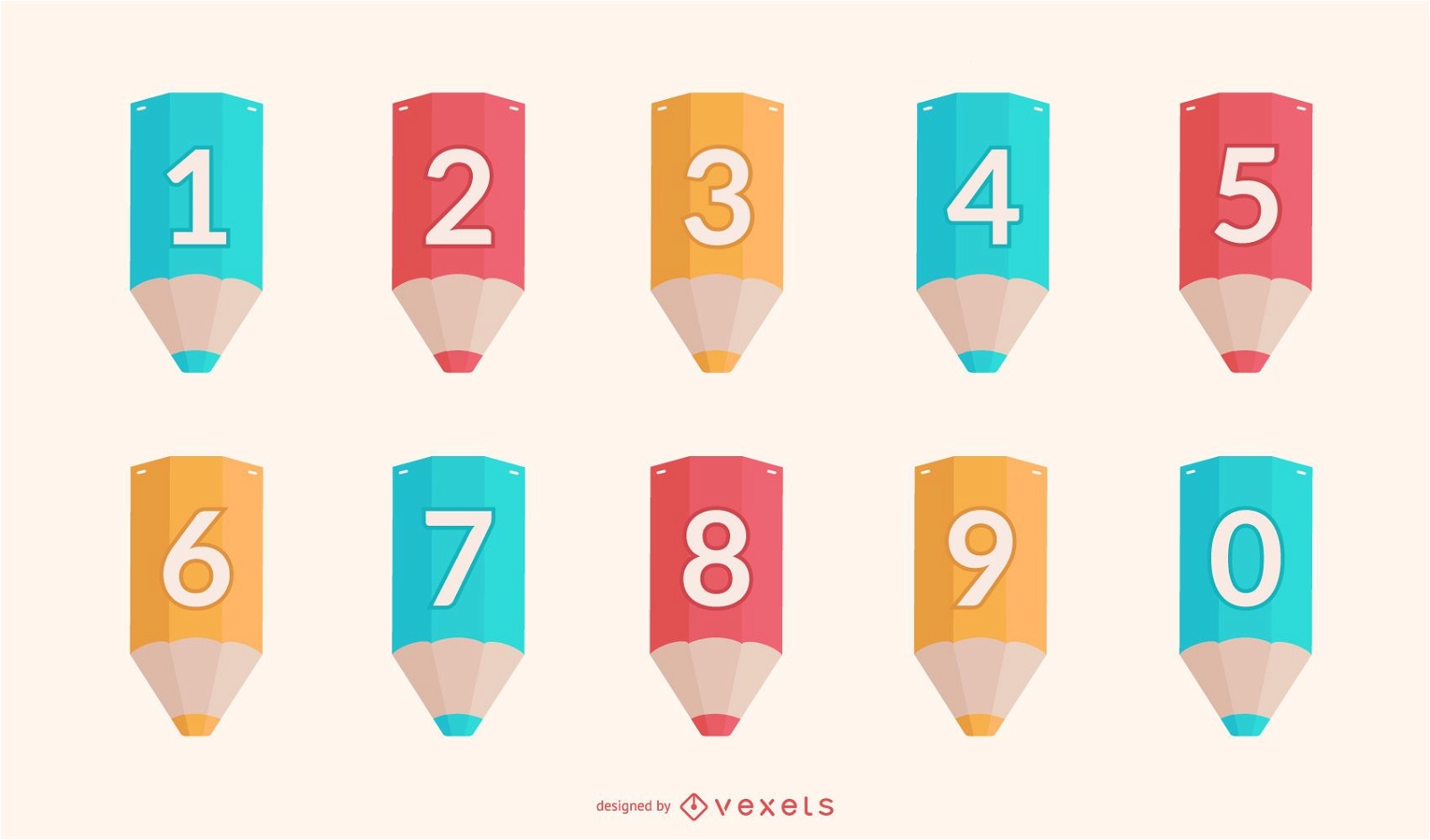 Conjunto de números de lápices escolares