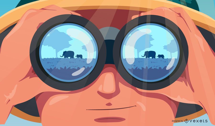 Ilustración de personas Safari Animal Spotting Ilustración de personas Safari Animal Spotting