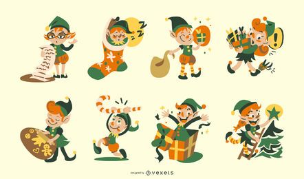 Conjunto de caracteres de duende navideño Conjunto de caracteres de duende navideño