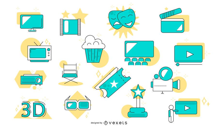 Cinema Flat Style Elements Set Cinema Flat Style Elements Set