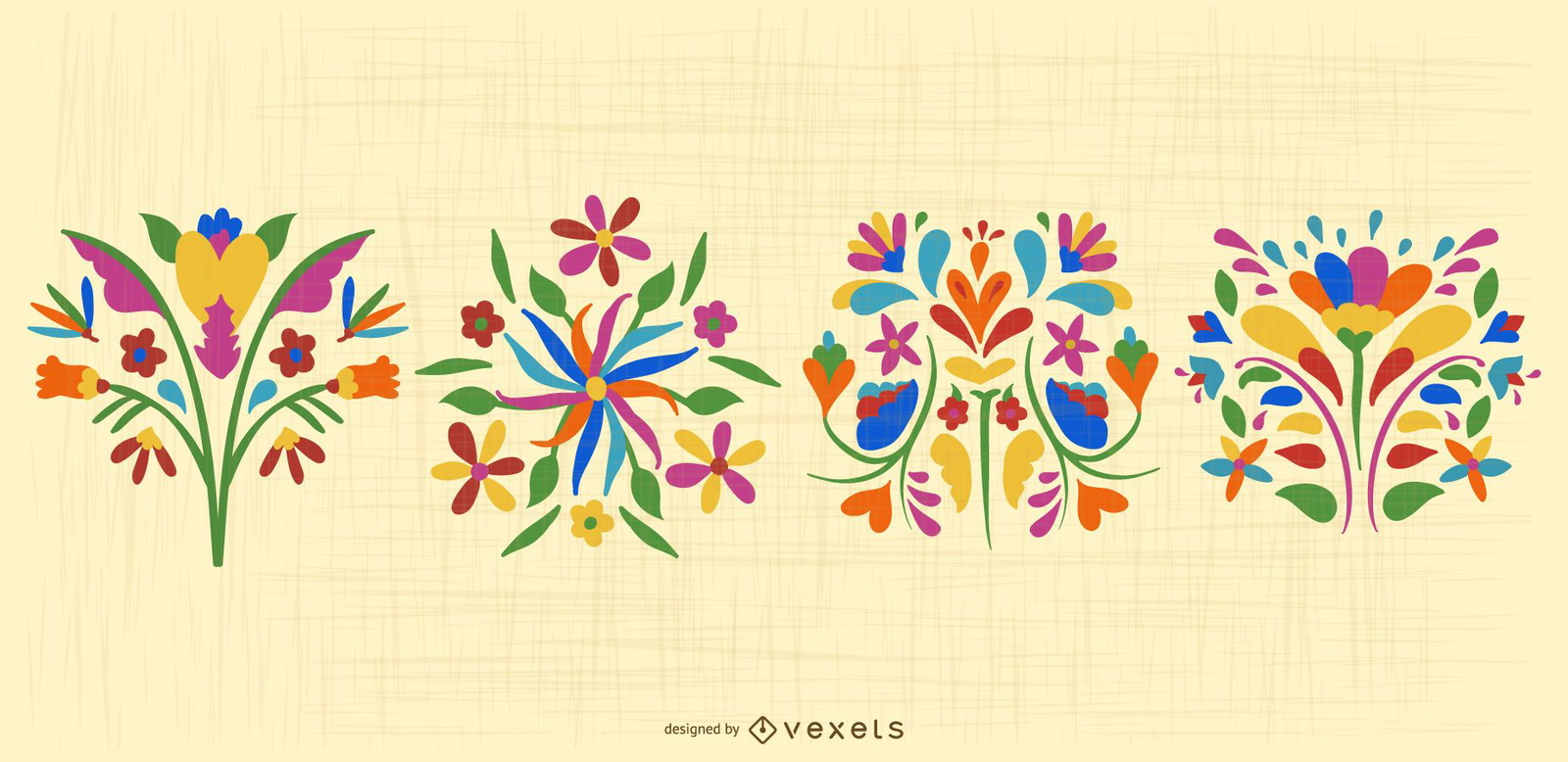 Mexikanisches Otomi Flower Design Pack