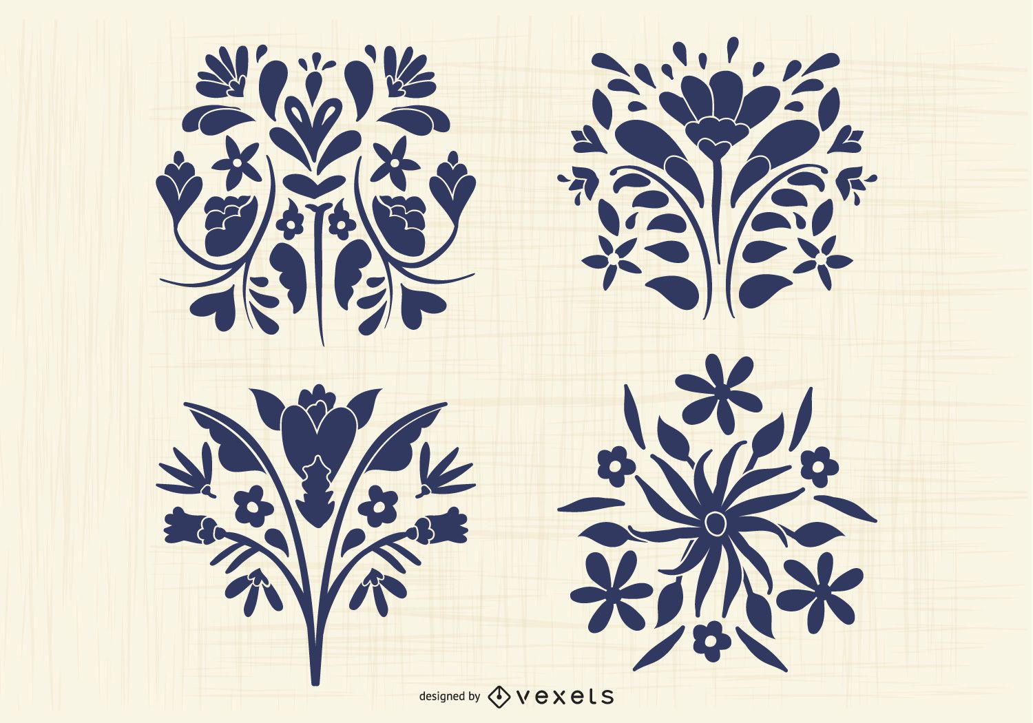 Mexikanische Otomi Style Flower Silhouette Pack