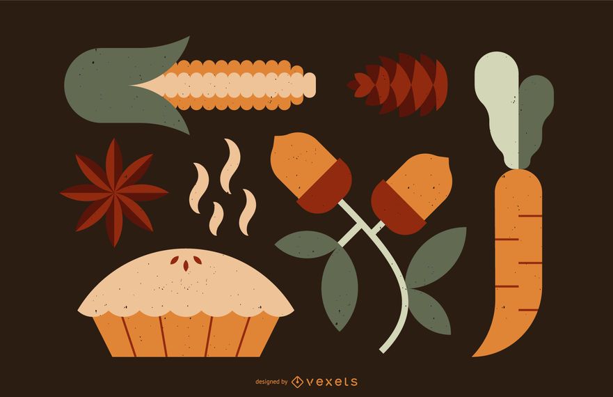 Thanksgiving flat elements set Thanksgiving flat elements set