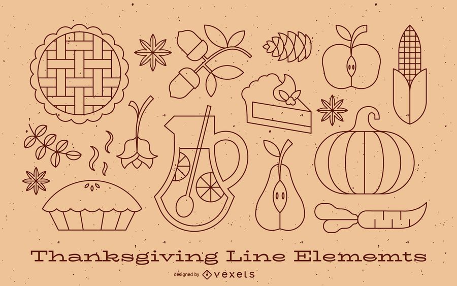 Thanksgiving line elements collection Thanksgiving line elements collection