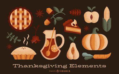 Thanksgiving elements textured set Thanksgiving elements textured set