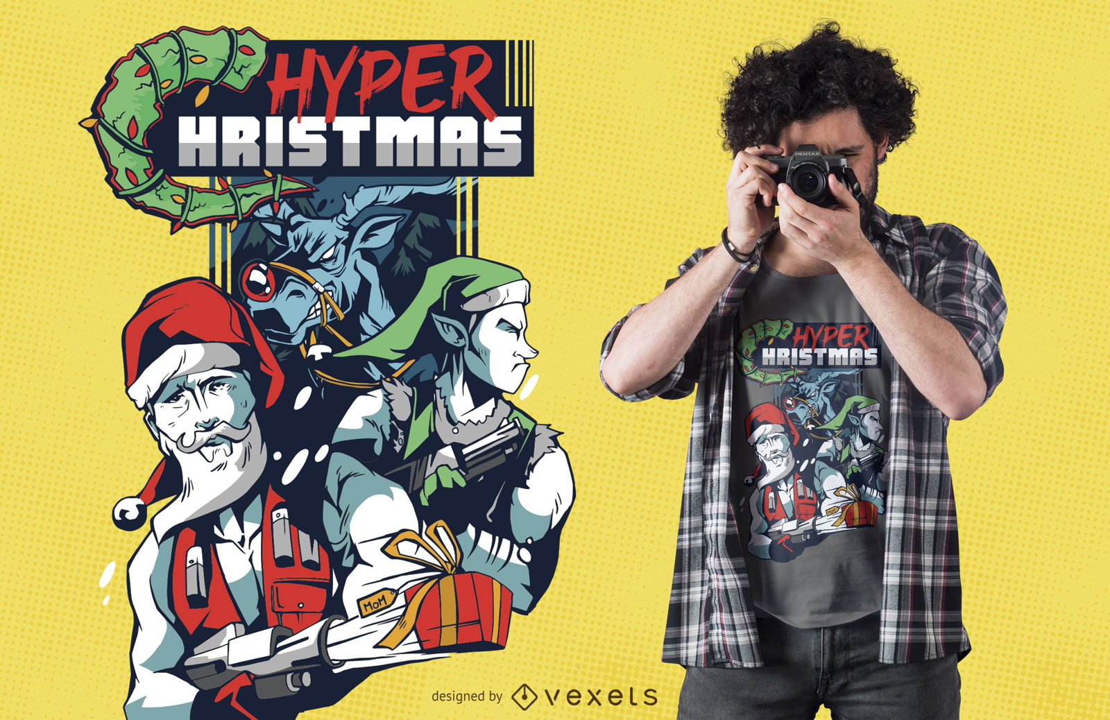Diseño de camiseta Hyper Christmas