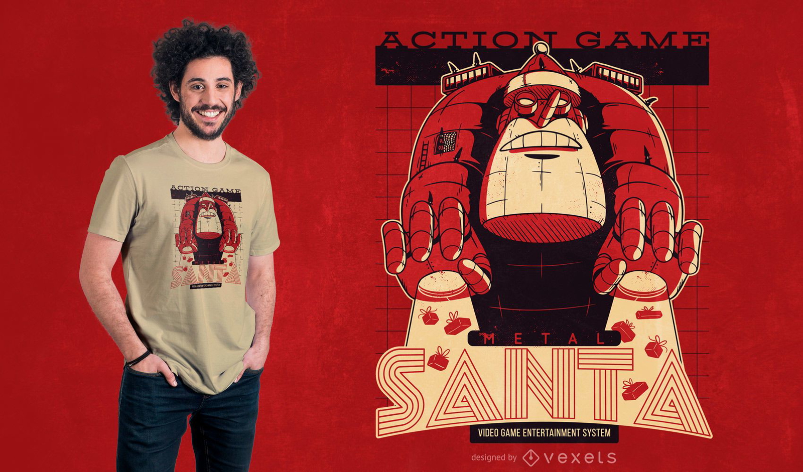 Design de t-shirt de metal santa