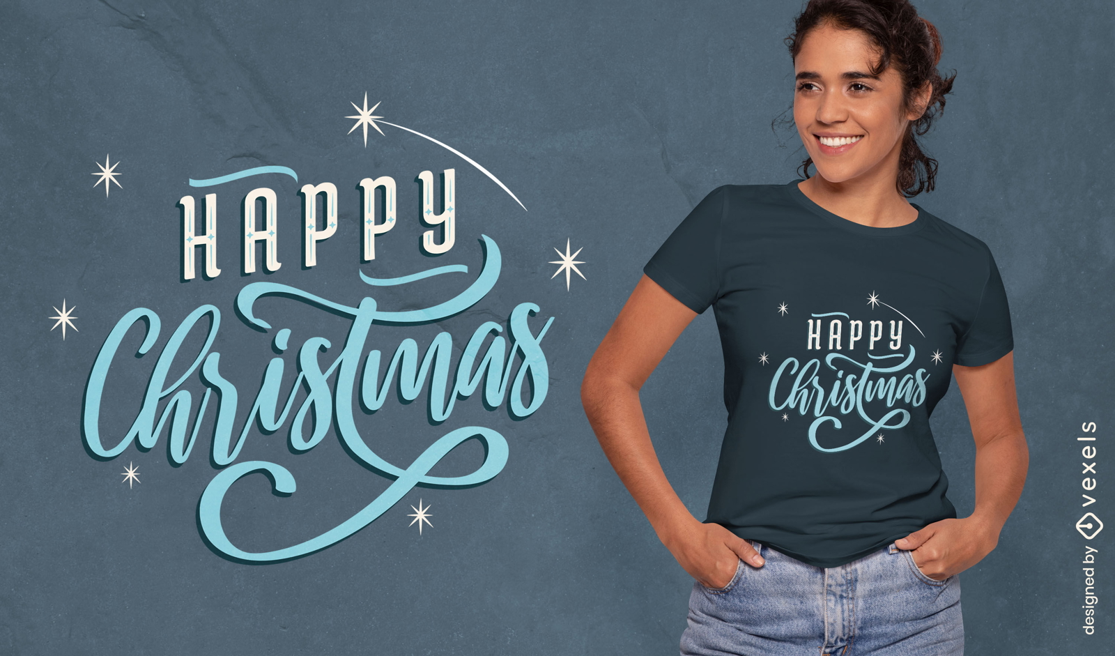 Diseño de camiseta de letras navideñas