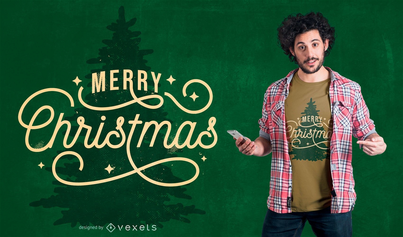 Diseño de camiseta de cita de árbol de Navidad