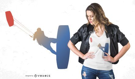 Design de t-shirt de gradiente de kitesurf Design de t-shirt de gradiente de kitesurf