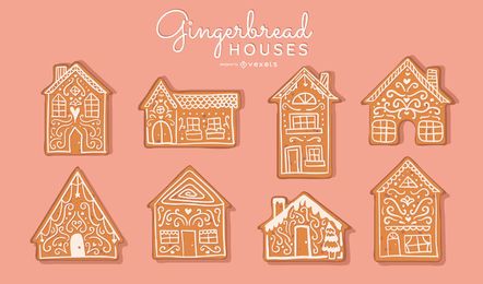Gingerbread houses vector set Gingerbread houses vector set