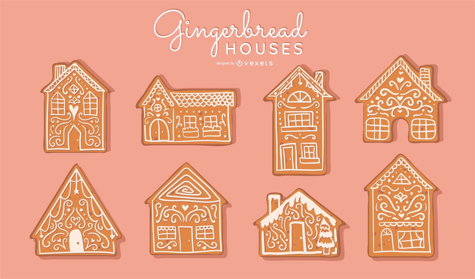 Gingerbread houses vector set