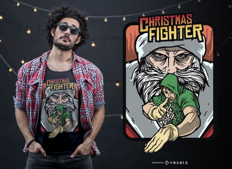 Christmas Fighting Game T-shirt Design Christmas Fighting Game T-shirt Design