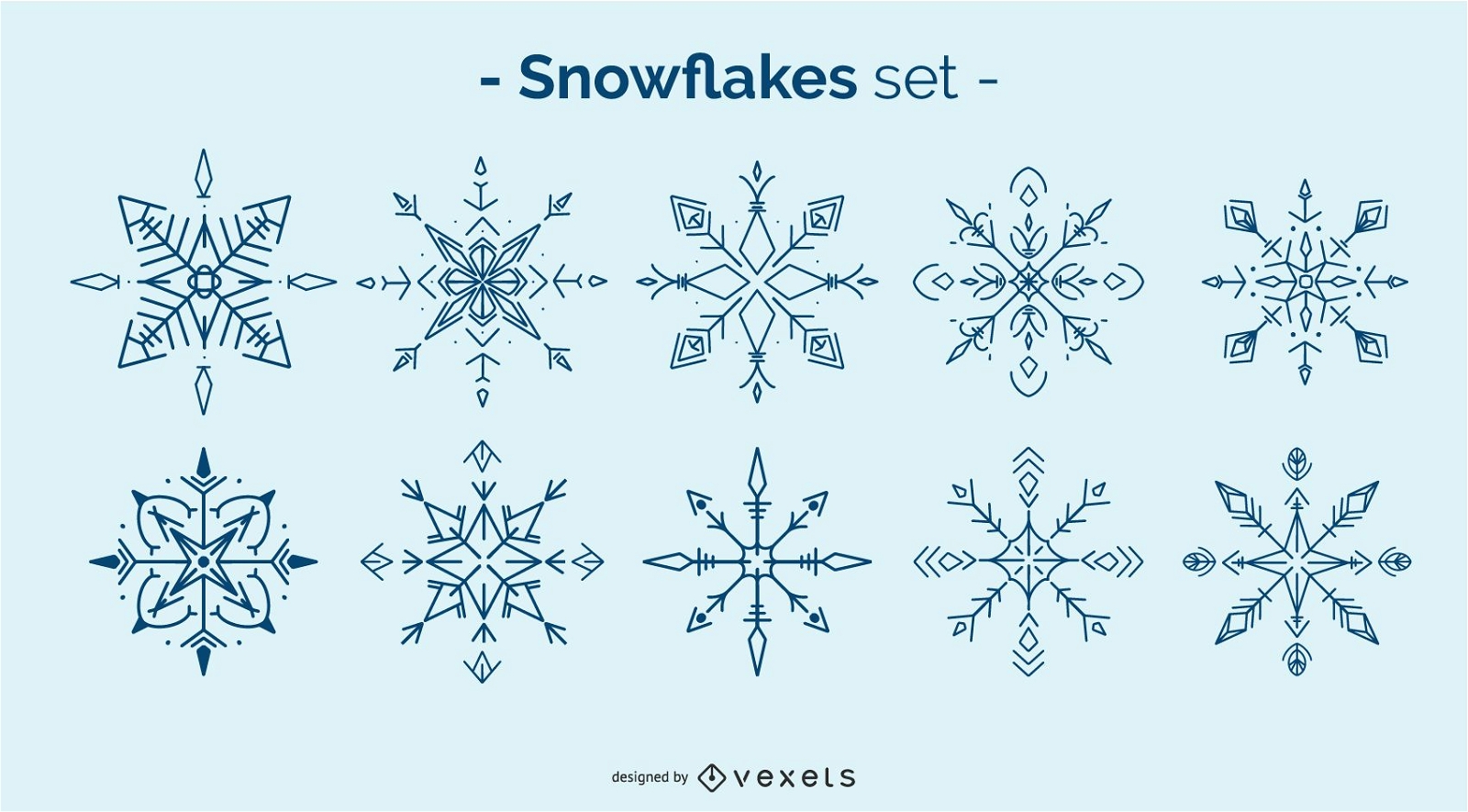 Conjunto de elementos de floco de neve de inverno