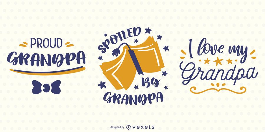 Grandpa Lettering Banner Design Set Grandpa Lettering Banner Design Set
