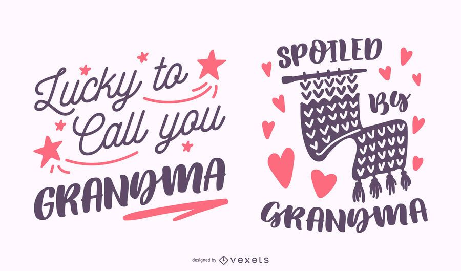 Conjunto de banner de cita de letras de abuela Conjunto de banner de cita de letras de abuela