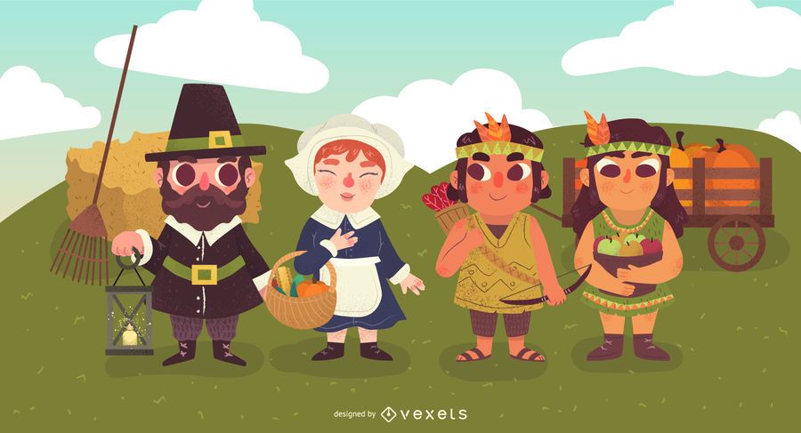 Thanksgiving characters illustration Thanksgiving characters illustration