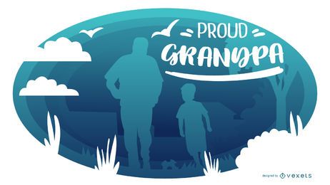 Proud Grandpa People Silhouette Composition Proud Grandpa People Silhouette Composition