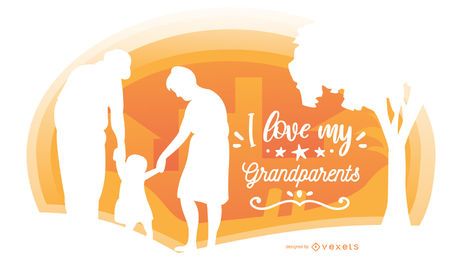 Grandparent Family Silhouette Composition