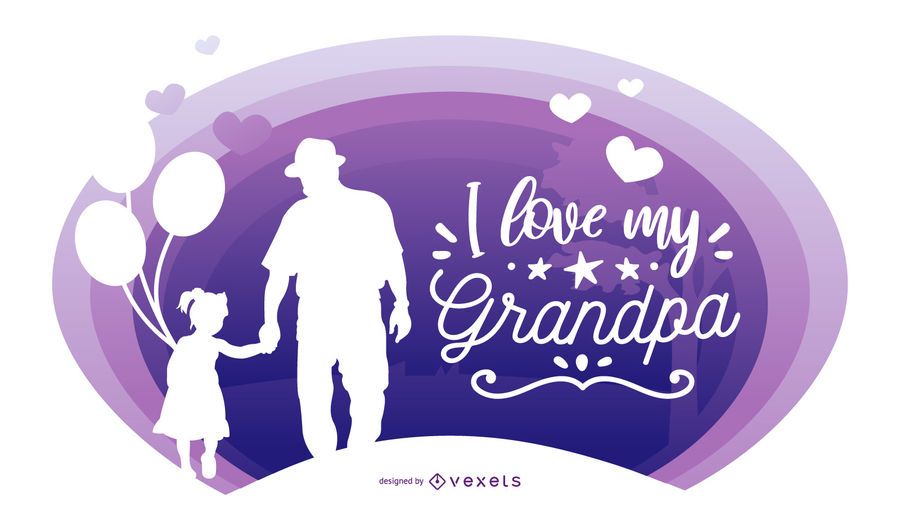Abuelo nieta personas silueta composición Abuelo nieta personas silueta composición