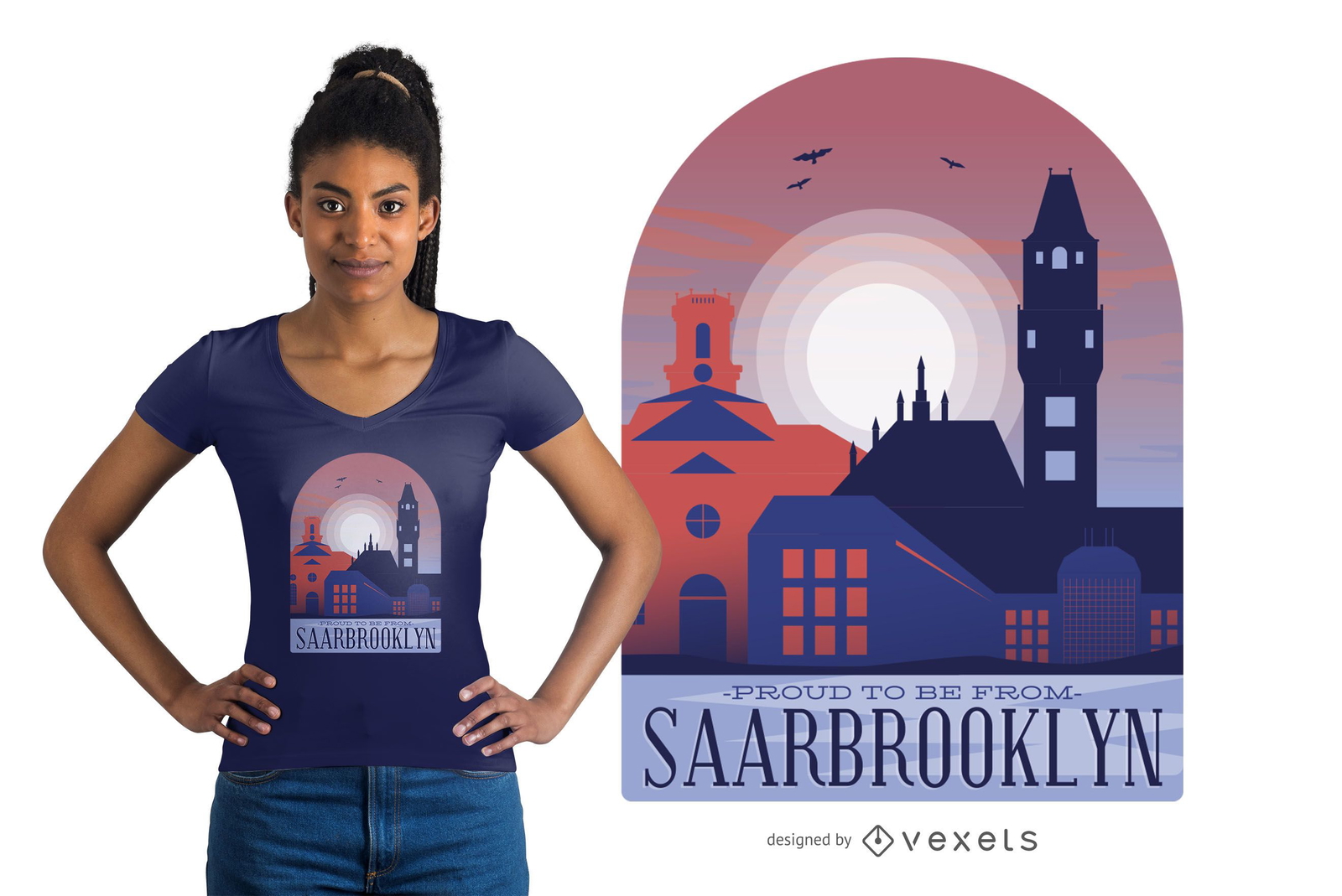 Design de camiseta com citações do horizonte de Saarbrücken