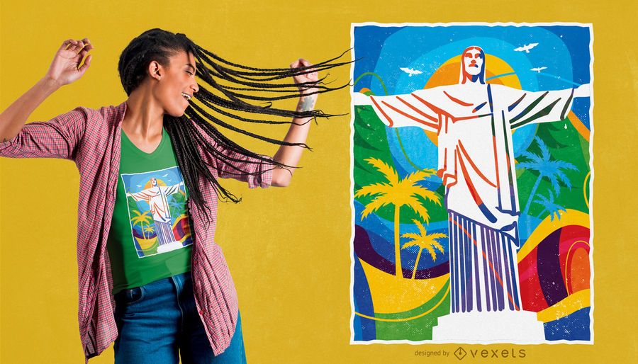 Design de camiseta colorida do Rio Design de camiseta colorida do Rio