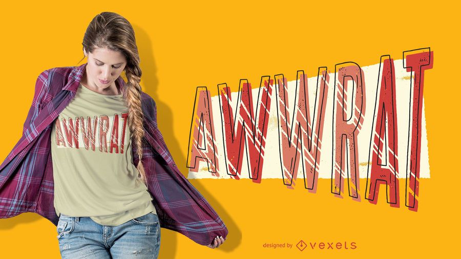 Diseño de camiseta Aww Rat Lettering Diseño de camiseta Aww Rat Lettering