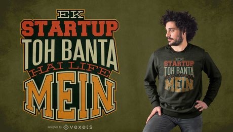 Design de camiseta com citações em hindi romanizado para startups