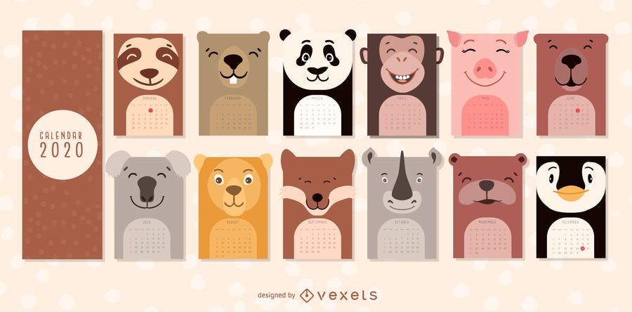 Animals calendar 2020 design Animals calendar 2020 design