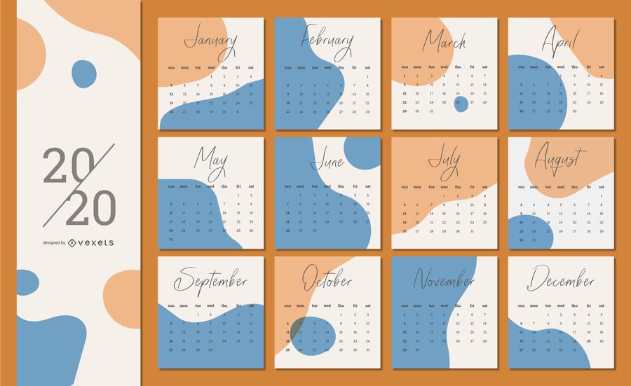 Abstract 2020 calendar design Abstract 2020 calendar design