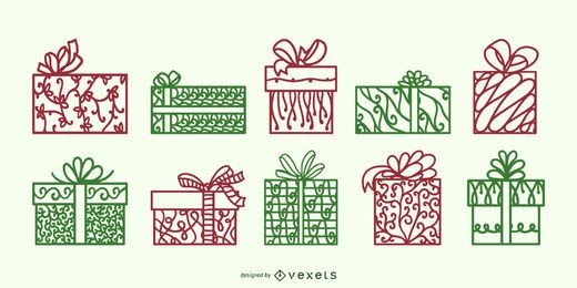 Gift boxes swirl vector set Gift boxes swirl vector set
