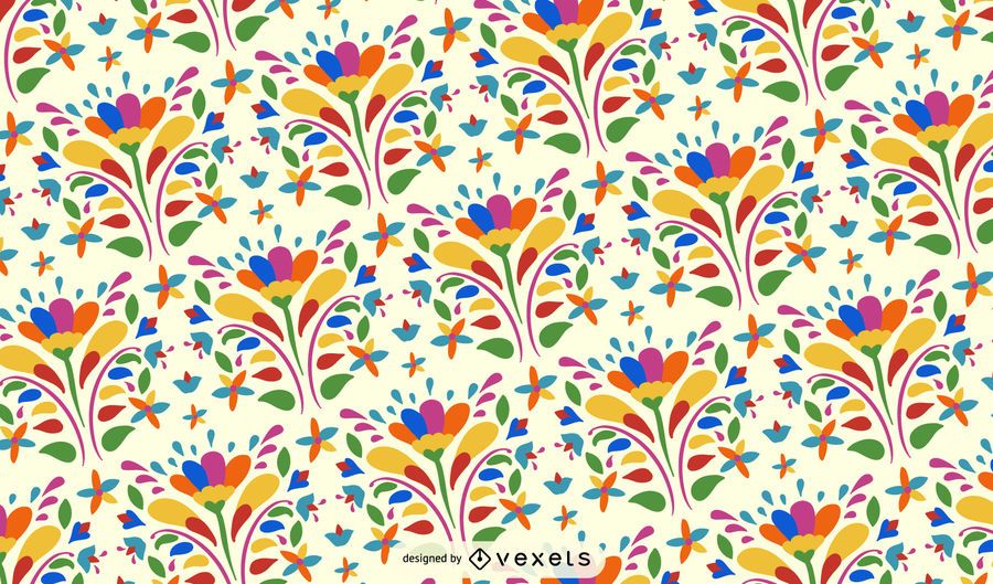 Otomi Flower Pattern Background Otomi Flower Pattern Background
