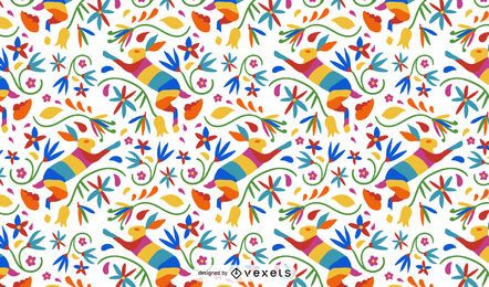 Diseño de patrón de liebre de estilo otomí Diseño de patrón de liebre de estilo otomí