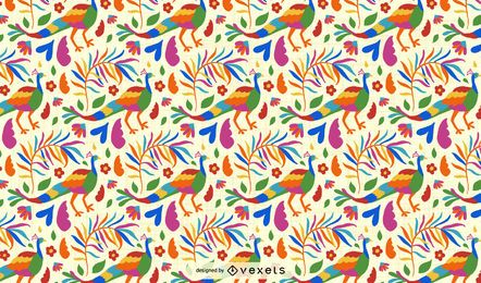 Otomi Style Peacock Pattern Design