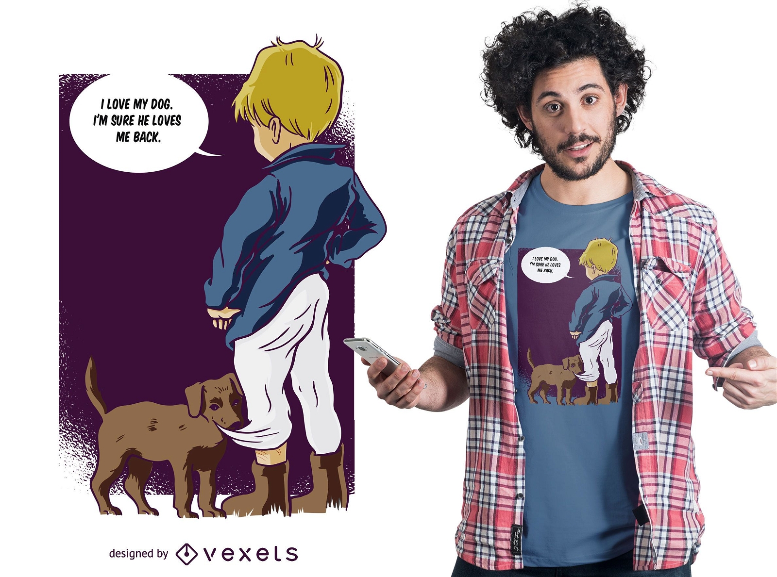 Junge mit Hund T-Shirt Design