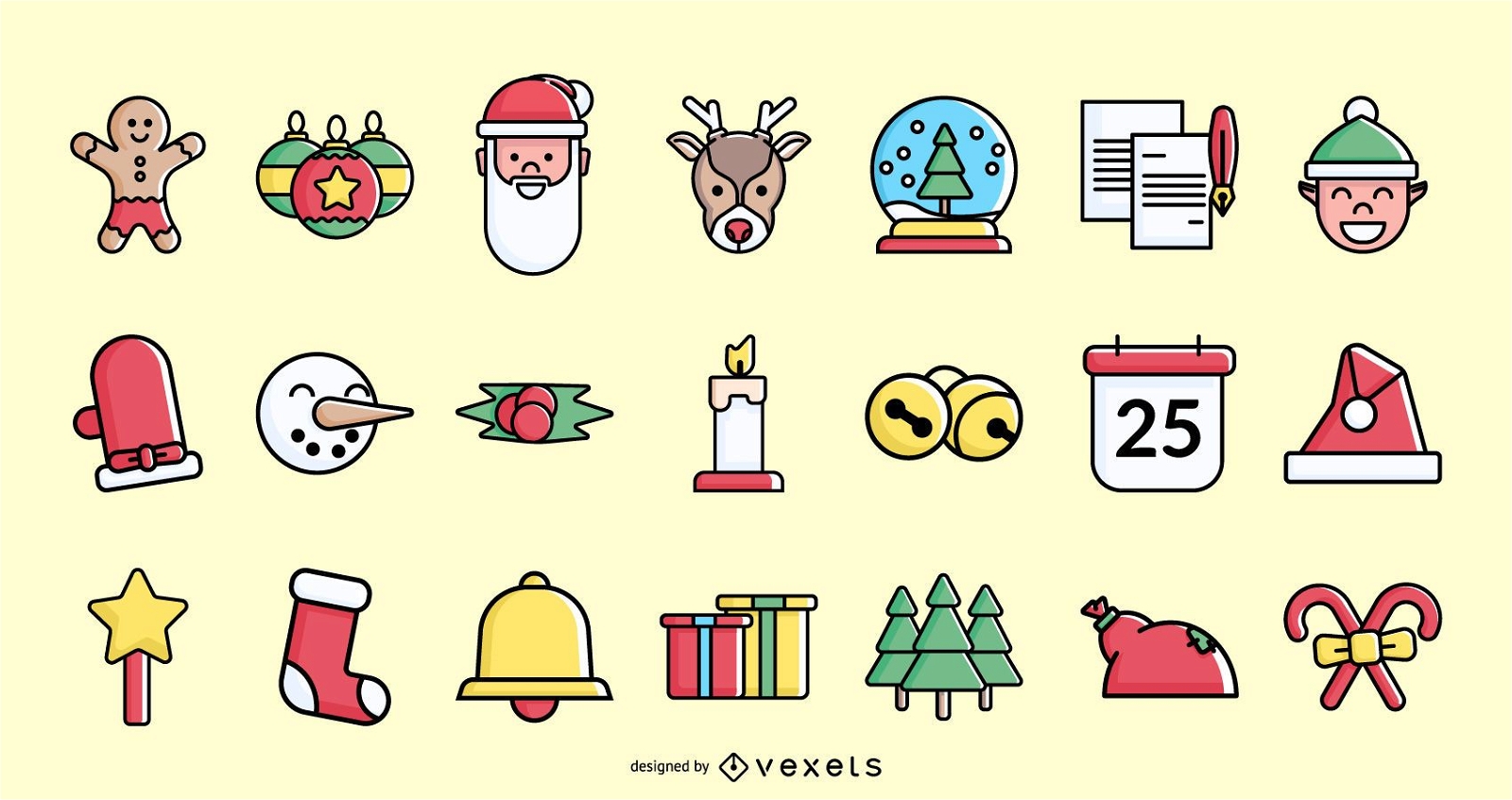 Christmas stroke colored icon collection