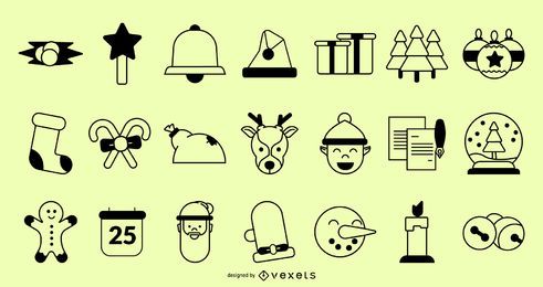 Colección de trazos de iconos de navidad