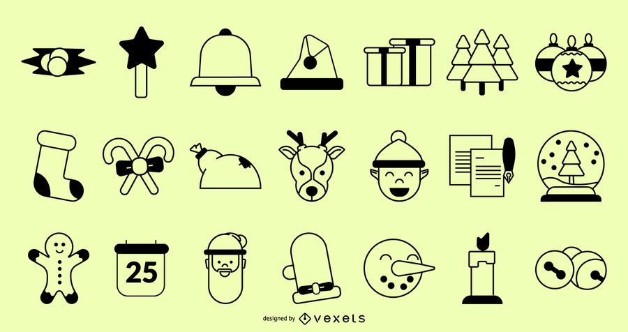 Christmas icons stroke collection Christmas icons stroke collection