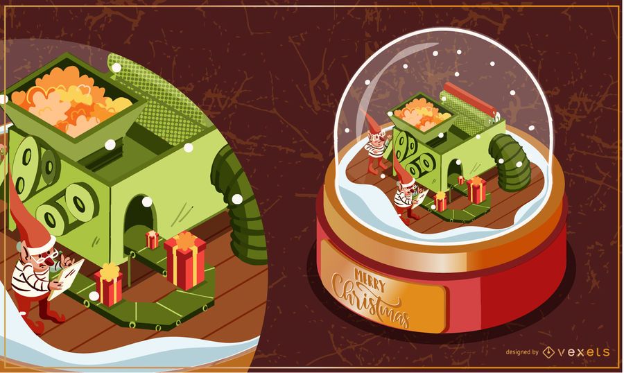 Ilustración de la máquina de regalo Snowglobe Ilustración de la máquina de regalo Snowglobe