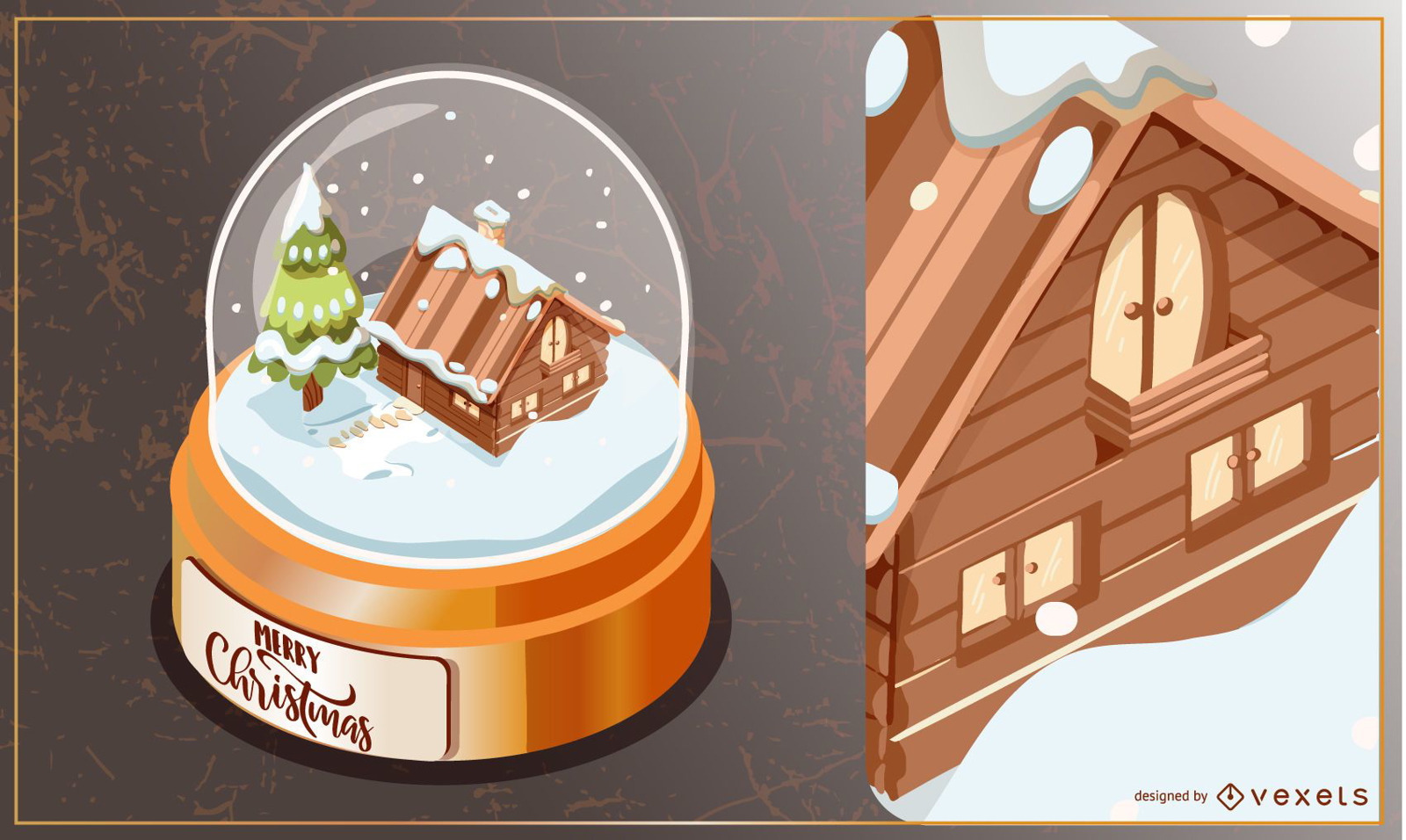 Snowglobe winter christmas illustration