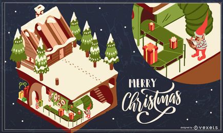 Ilustração de casa feliz natal Ilustração de casa feliz natal
