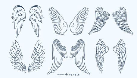 Handgezeichnete Wing Set Handgezeichnete Wing Set