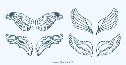 Handdrawn Wing Illustration Set Handdrawn Wing Illustration Set