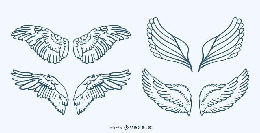 Handdrawn Wing Illustration Set Handdrawn Wing Illustration Set