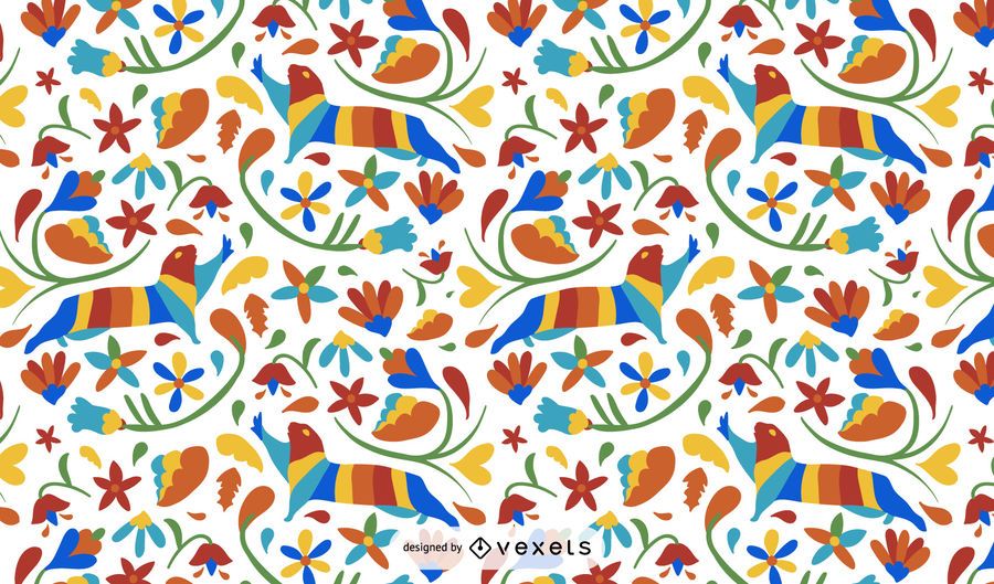 Otomi style otter pattern design Otomi style otter pattern design
