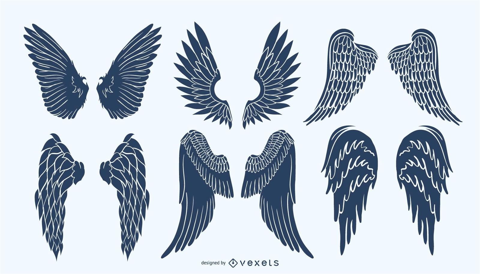 Pacote de silhueta de asas de anjo