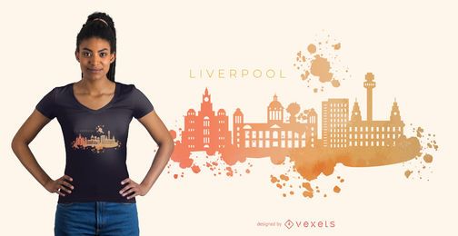 Diseño de camiseta del skyline de acuarela de Liverpool Diseño de camiseta del skyline de acuarela de Liverpool